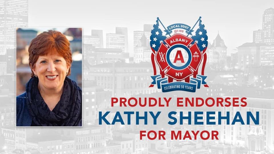 🚨🚨🚨

Mayor @KathyMSheehan has been endorsed for re-election by @AlbanyFFs. 

💪🏼💪🏼💪🏼 Proud to have the support of Albany’s Bravest.