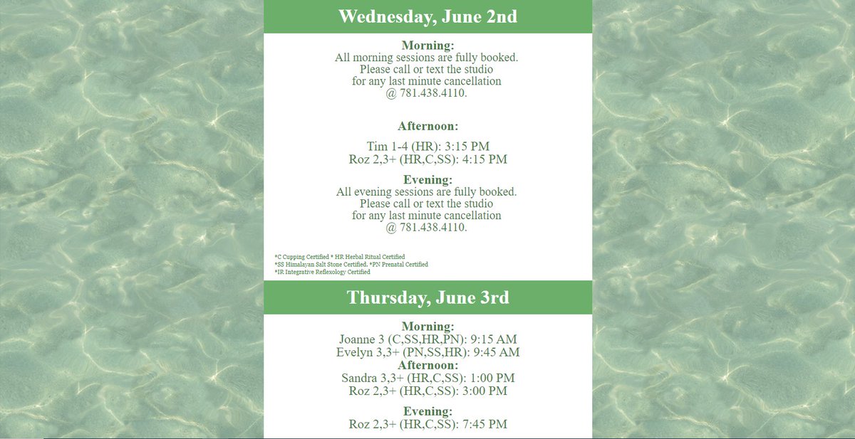 StonehamElement's tweet image. OPENINGS for June 2nd &amp;amp; 3rd!
Please note that Elements of Stoneham requires the continued use of masks from clients and staff until June 15th. Thank you for your patience as we adjust protocols and educate staff to give you and them the safest environment possible.