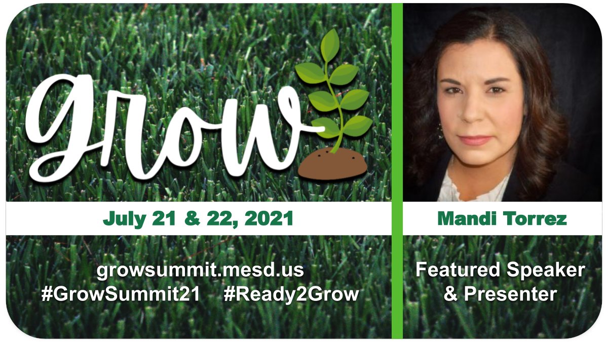 Hey New Mexico Educators! You are invited to grow with us at #GrowSummit21, a 2-day virtual PD event featuring an amazing panel of speakers &amp; presenters including 2020 #NMTOY Mandi Torrez! Learn more about #EdEquity, #StudentEngagement, #EdTech, &amp; more! growsummit.mesd.us 🌱