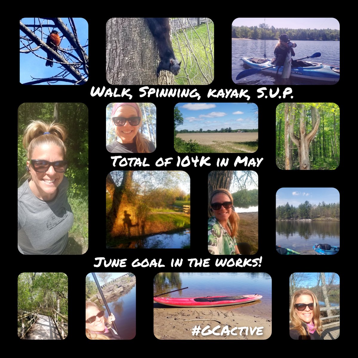 IAM_SuperChris's tweet photo. Happy to report I reached a total of 104 km of walk, spinning, kayak & stand up paddling in May.
June goal in the works!
Over 100 km of being #GActive maybe?
Do you set monthly goals for yourself? Share in comments or use the hashtag #GCActive to let us know ;)
@GCActiveMvt https://t.co/E7bSH6MVb0