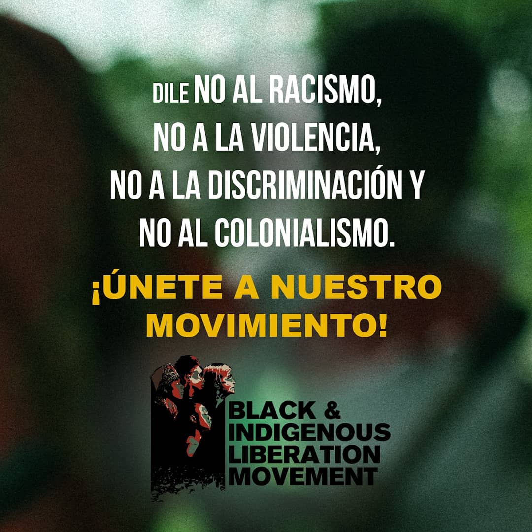 BILMovement's tweet photo. Participa, registrate aquí: https://t.co/mlsygVsqUg 
 Dile no al racismo, no a la violencia, no a la discriminación y no al colonialismo. 
¡Únete a nuestro movimiento!
#FuturosIndigenas #poderafro https://t.co/OgPnsBSLln