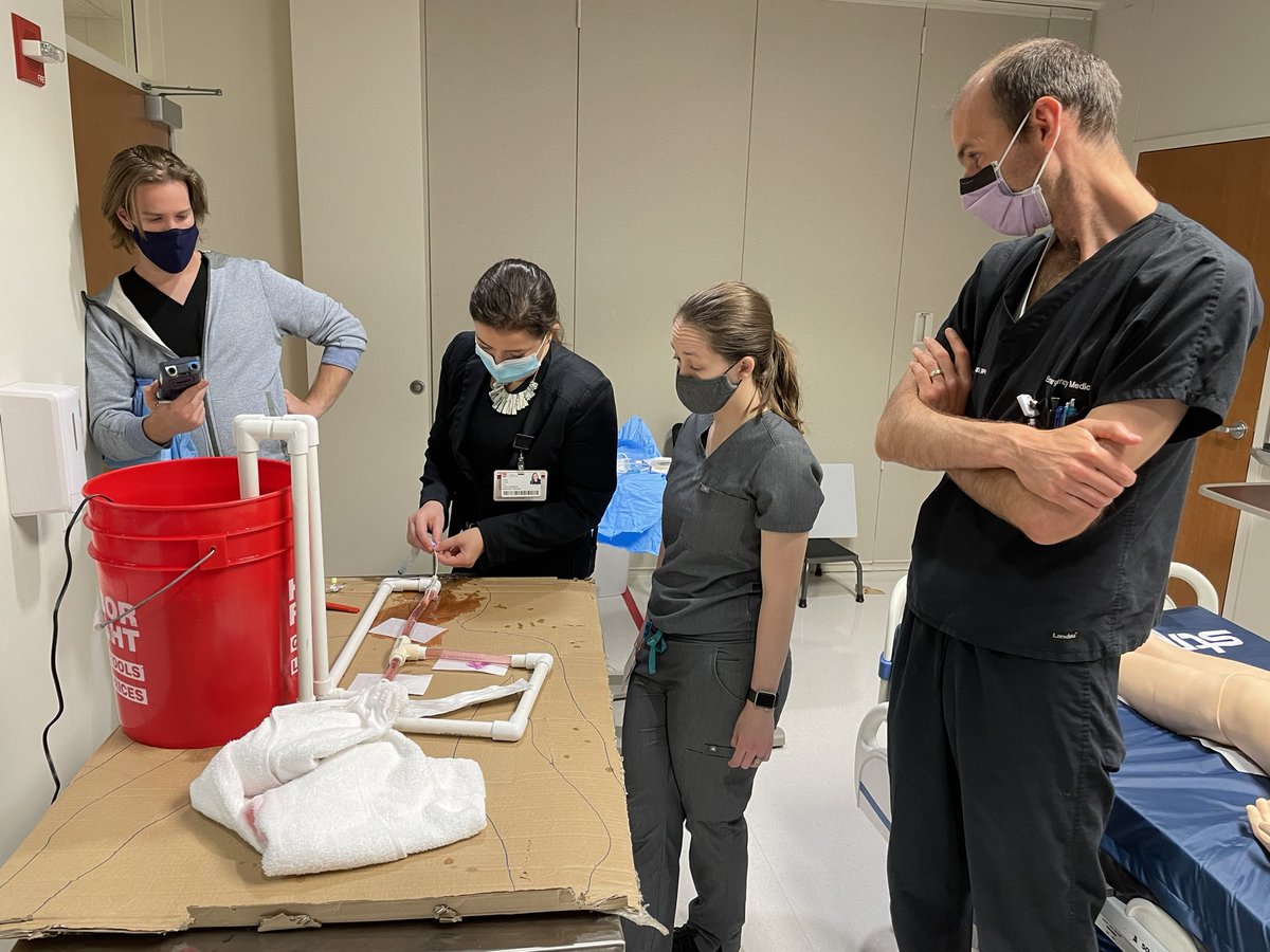LoyolaEM's tweet photo. Phenomenal Sim Session with one of our @loyolaem PGY2s - Dr. Travis Wassermann - on transvenous pacer placement in a beta-blocker overdose case. Incredible effort and hands-on learning! #EMconf #EMSim https://t.co/wn4qh7RhNS