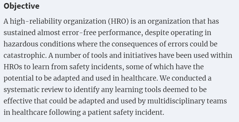 Sano y salvo (@sanoysalvoblog) on Twitter photo Learning from safety incidents in high-reliability organizations: a systematic review of learning tools that could be adapted and used in healthcare
academic.oup.com/intqhc/article… via <a href="/IJQHC_OUP/">International Journal for Quality in Health Care</a> #PtSafety Learning from safety incidents in high-reliability organizations: a systematic review of learning tools that could be adapted and used in healthcare
academic.oup.com/intqhc/article… via <a href="/IJQHC_OUP/">International Journal for Quality in Health Care</a> #PtSafety