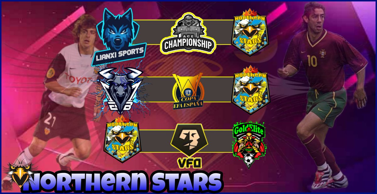 Enfrentamientos vitales en el día de hoy. 
En <a href="/Ace_espanaa/">ACE España</a> 🆚 <a href="/LianxiEsports02/">LIANXI ESPORTS 02</a> 
En la copa de @efaPSNspain 🆚 Training Bulls
Y <a href="/VFOspain/">VFO España</a> 🆚 <a href="/GoldElite_Sport/">GoldElite Sport</a> quinto 🆚 cuarto ya prácticamente jugandonos el todo por el todo. 
¡A por todas PAJARRACOS! 💙💛🖤
#comeonnorthernstars