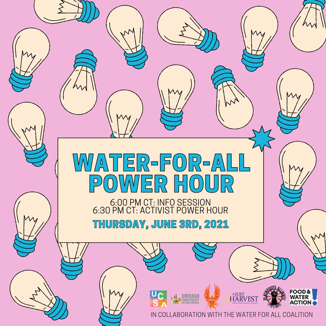 FWWMidwest's tweet photo. The Water-for-All coalition is hosting another power hour this Thursday to support the campaign for universal water access in Chicago! Join to send texts, make calls, and do outreach in support of the campaign to codify water as a human right. RSVP here: https://t.co/T4i0yse9EX https://t.co/Xtz6woYVvu