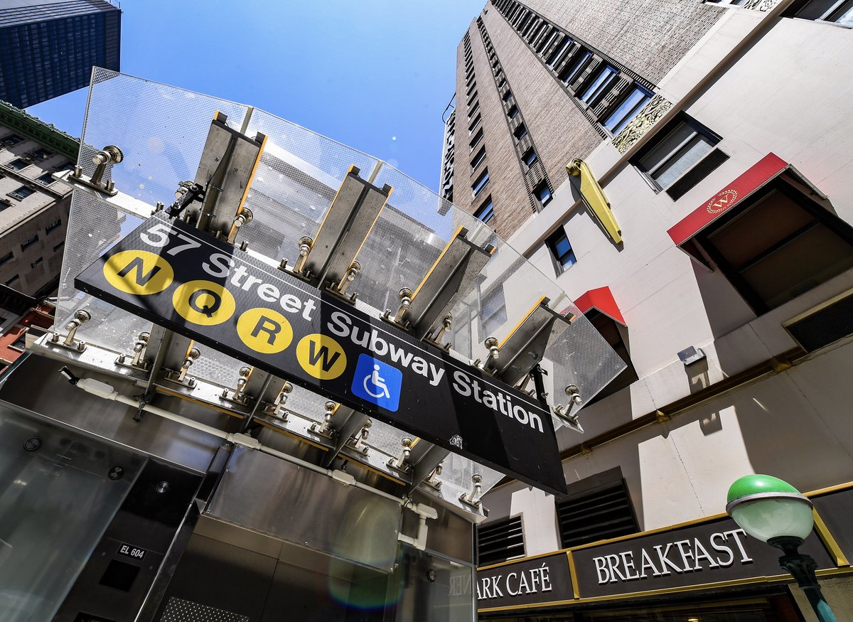 Exterior of new elevator at 57th Street-7th Av station