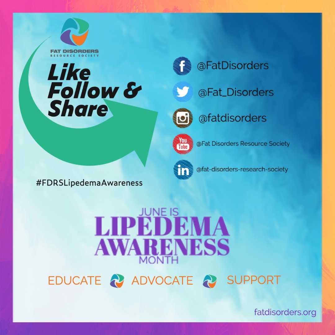 🔉June is #LipedemaAwarenessMonth and we've been sharing information throughout the month to bring more attention to this disorder. Be sure to follow us on all of our social media channels.
#FDRSLipedemaAwareness. #FatDisorders #adiposetissuedisorders
fatdisorders.org