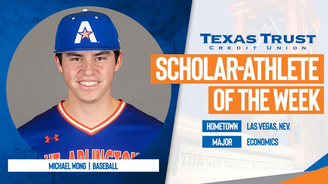 UTAMAVS's tweet photo. This week's @TexasTrustCU Scholar Athlete of the Week is Michael Wong!

Wong made 22 appearances on the season and led the Mavericks with 5 saves! He finished with 31 strikeouts across 40.0 innings pitched and a 3.38 ERA! https://t.co/6ojFUaJCx7