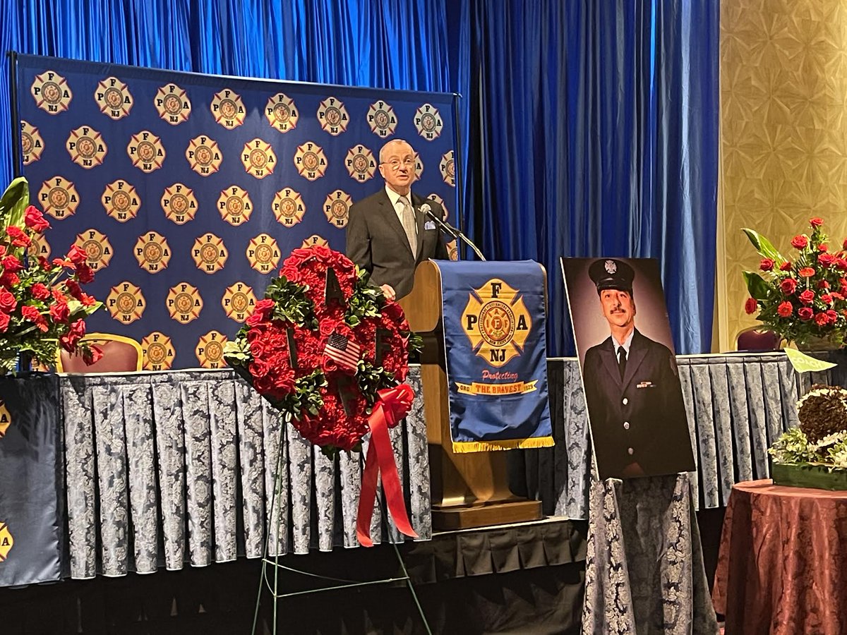 New Jersey <a href="/GovMurphy/">Governor Phil Murphy</a> remembering "Donny" at the Memorial Service for Brother Dominick Marino being held at the 2021 PFANJ Convention in Atlantic City. #PFANJ2021