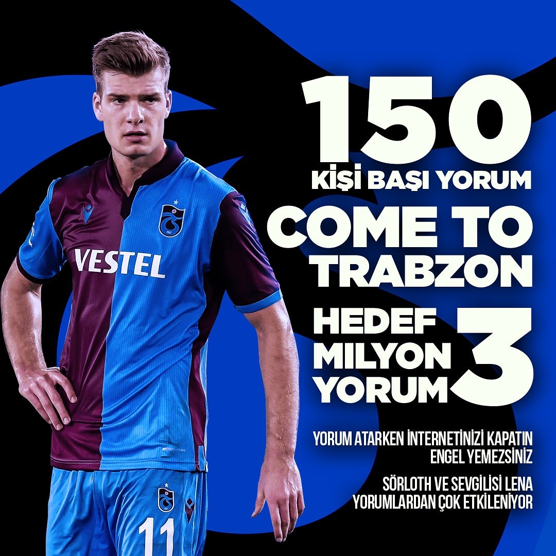 📢 Trabzonspor taraftarları Alexander Sörloth'un Instagram'daki son gönderisine "Come To Trabzonspor" yorumları atıyor.

😮 3 dakikada 30 bin yorum atılmış..  Daha fazla kişiye ulaşması için RT'le.

instagram.com/p/CPis1VhrTj8/…