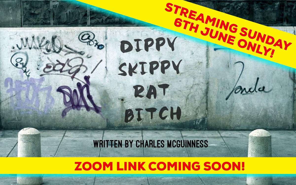 WeScripts's tweet image. Get them pencils out! We have a date!
Make sure you keep this Sunday free (6th), as we will be taking to zoom to bring you Charles McGuinness' fantastic 'Dippy Skippy Rat Bitch'.
Zoom link is coming soon, but keep 7pm on Sunday free & ready to enjoy some top notch theatre!