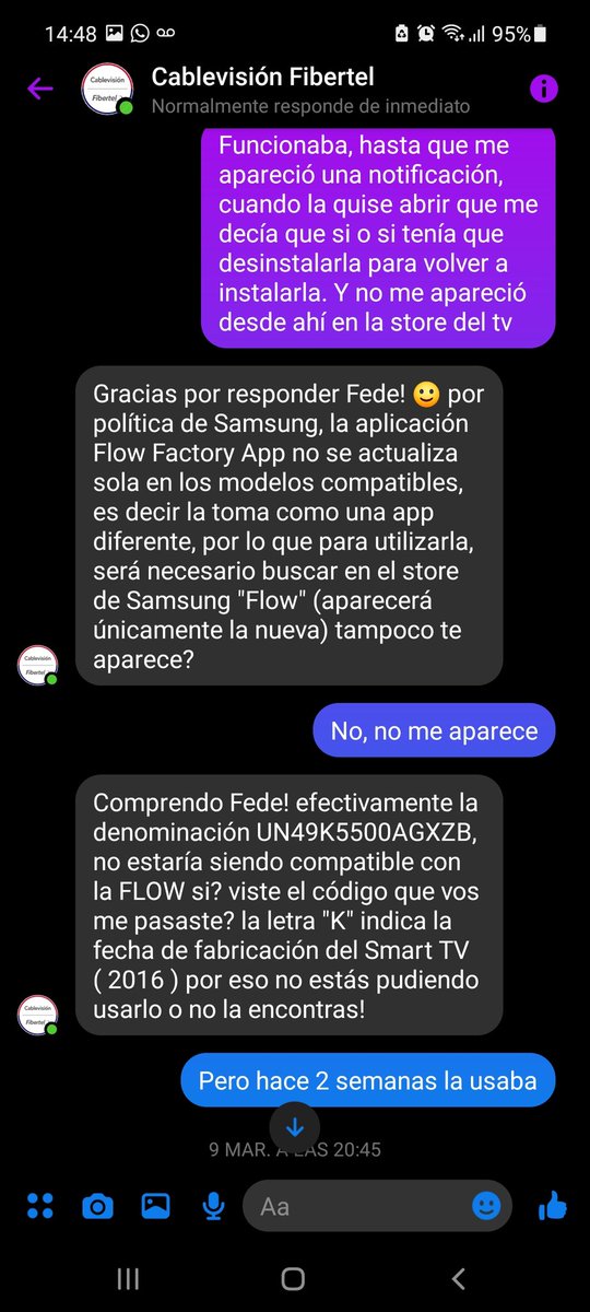 fedepe7er's tweet photo. @CableFibertel al final cual de las dos cosas debo creer??? Funciona o no, a partir de televisores 2016???? https://t.co/ksoSKwcnwH