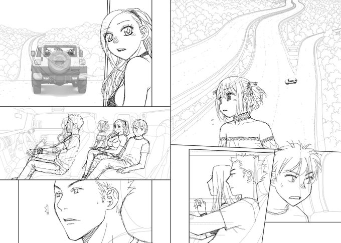 見開き単位で作業してた連載の下描き
台詞フキダシ擬音無しバージョン55↓

ラッキーなんとかってヤツです😅 