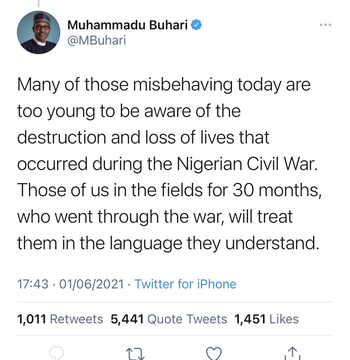 When Buhari speaks to bandits, He begs them. He appeals to them. But when Buhari speaks to citizens, He threatens us. He uses language that can be used to justify harm, violence and massacre against the same people he swore to protect. Please RT for the world to help Nigeria.
