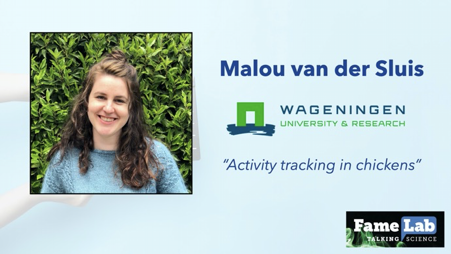 For the final pitch before the break of the <a href="/FameLab/">FameLab</a> Netherlands final 2021, <a href="/malouvdsluis/">Malou van der Sluis</a> from <a href="/WUR/">Wageningen U&R</a> talks about tracking the activity of chickens to monitor their wellbeing.  

<a href="/nl_British/">British Council Netherlands</a> #FameLabNL