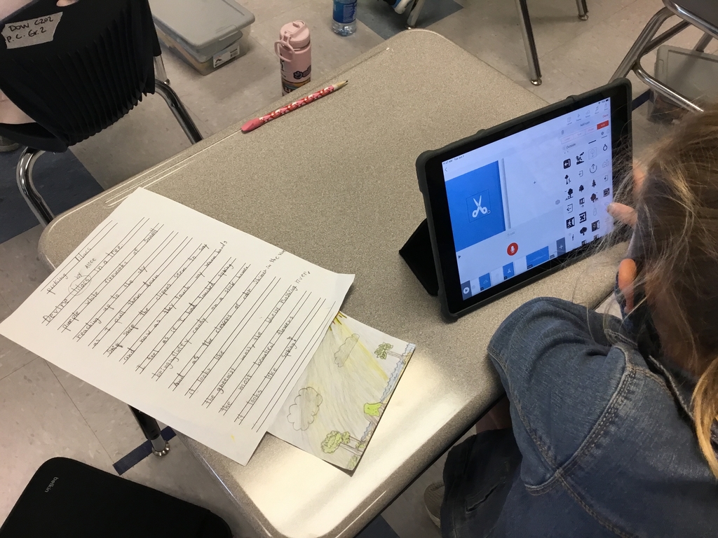 2nd grade students are working with <a href="/AdobeSpark/">Adobe Spark – now Adobe Creative Cloud Express</a> as part of their #poetry unit. Students use icons to represent verbs and nouns from each stanza. Next we will record voice, and of course add music and theme #PondCoveSchool