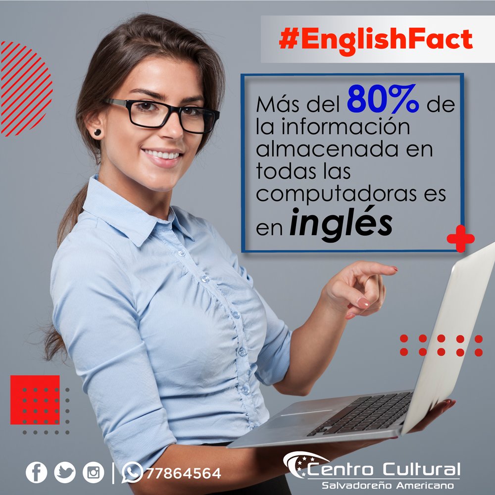 ccsa_sv's tweet photo. #EnglishFact sabías que más del 80% de la información almacenada en todas las computadoras es en inglés. https://t.co/ZAbI5J5kWJ