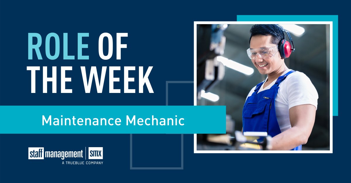 staffmanagement's tweet photo. Machines help our job sites get the job done—and associates in this #RoleOfTheWeek make sure MACHINES get the job done! Our job sites are hiring Maintenance Mechanics across North America. Put your skills with machinery to good use! 😉 Apply online: https://t.co/oj84F5VrY3. https://t.co/7NbnynHPtb