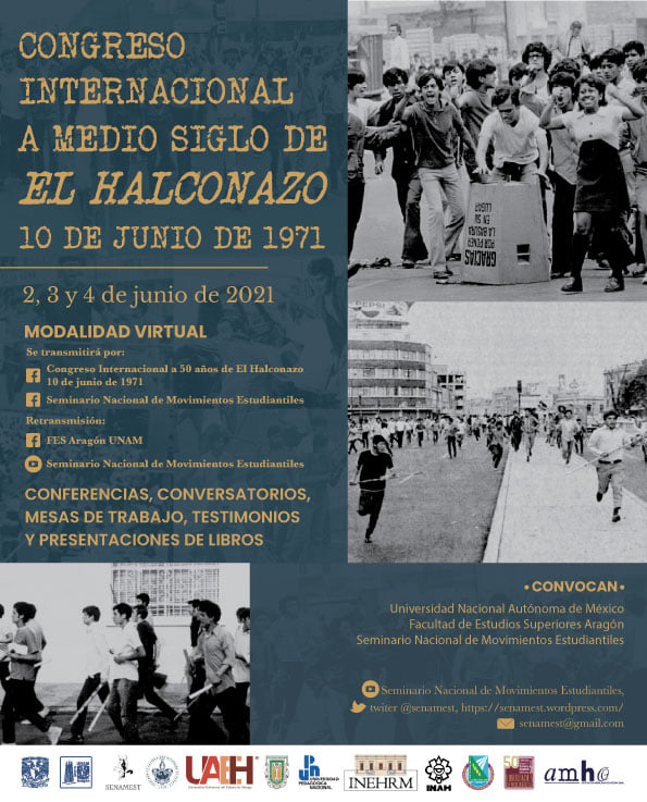 INEHRM's tweet photo. #A50Del71 

Mañana inician las actividades del Congreso Internacional a medio siglo de El Halconazo 10 de junio de 1971. Tendremos conferencias, conversatorios, mesas de trabajo, testimonios y presentaciones de libros.

Consulta la programación completa en
https://t.co/o5Urt3weCU https://t.co/MmmSFHtE9k