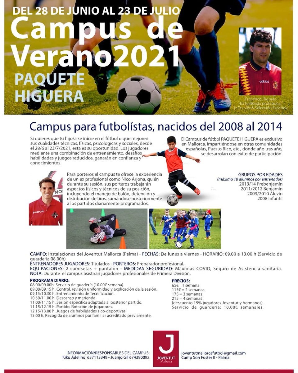 CAMPUS DE VERANO "Paquete Higuera" ☀️⚽

✍️ Ya está abierto el plazo de inscripción para disfrutar del fútbol este verano.

#JuntsSomMés #JuntosSomosMás