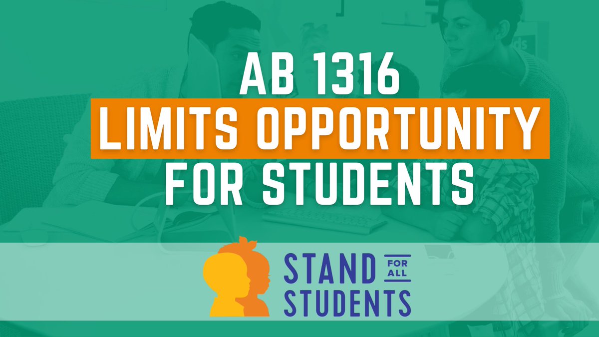 CALcharters's tweet photo. We can't let Sacramento politicians limit opportunity for our students. 

Tell your legislator to #Stand4AllStudents and vote NO on #AB1316! https://t.co/7YeULlHaU8 https://t.co/2LvsgaWsNZ