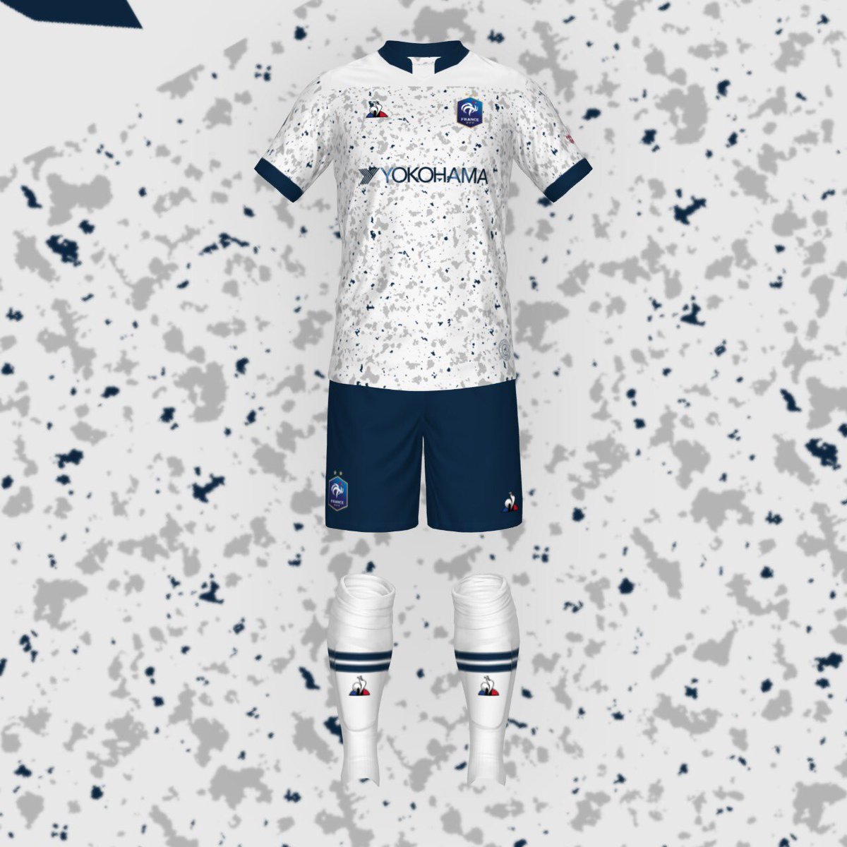 LSportdesign's tweet photo. Edición Qatar 2022 🔥
.
.
.
Equipacion titular de Francia. 
Les dejo este diseño orientado a Qatar 2022 💣 https://t.co/P7YysVAzIo