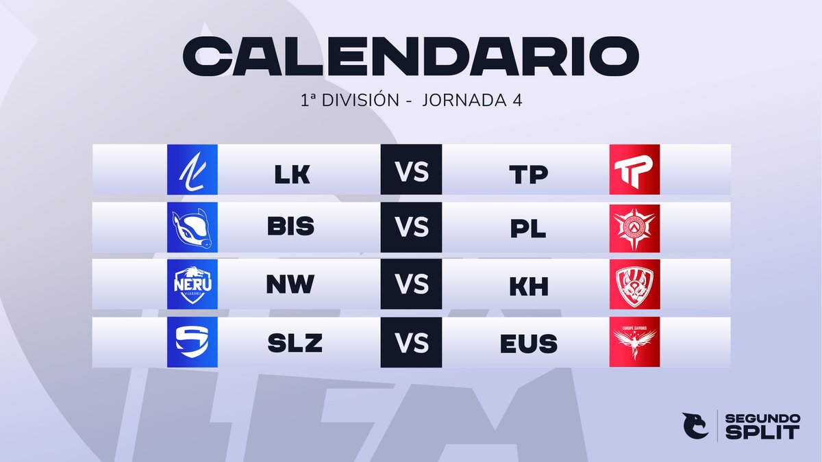 ¿Alguien ha pedido Superweek de LEA?

Programación para mañana:
♦️ <a href="/LKGamingClub/">LK Gaming</a> vs @TeamPalomita 
♦️ <a href="/BisEsports/">Bis Esports</a> vs @PulseLambda 
♦️ @NeruWarriors vs <a href="/KumihoEsports/">KUMIHO ESPORTS</a> 
♦️ <a href="/Souldazz/">Souldazz</a> vs <a href="/EuropeSaviorsCB/">Europe Saviors Club ✨️</a> 

#TusPrimerosPasos