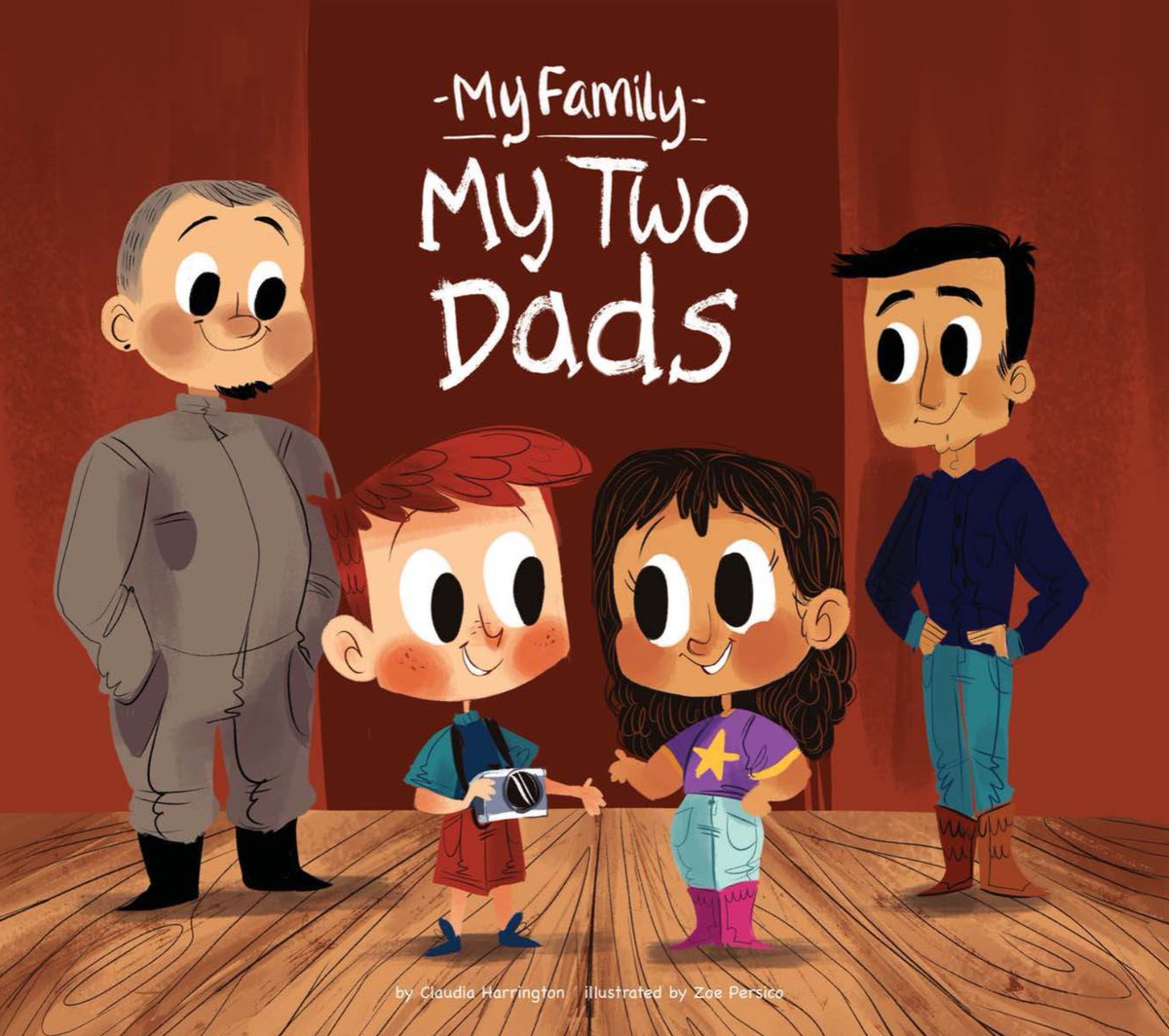 EbooksMN's tweet photo. When Lenny visits Jazz's home, he discovers she has two dads. Who makes her dinner? Papi! Who braids her hair? Dad! Who taught her how to dance? Papi and Dad! Celebrate #Pride Month with "My Two Dads," by Claudia Harrington and illustrated by Zoe Persico: https://t.co/ae9CdbtscU https://t.co/xkcr92bMXR