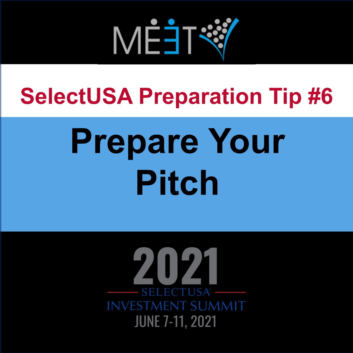 12 tips for maximizing your results at #SelectUSASummit. Prepare, practice and get feedback on your pitch. Don’t be afraid to iterate and adjust, particularly as you consider different audience types and desired outcomes. For all 12, visit: meetroi.com/ready-for-sele…