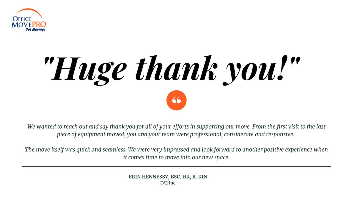 OfficeMovePro's tweet photo. Thanks to Erin from CVE Inc., Vocational and Disability Solutions for these words about our #moving team in #Ottawa. https://t.co/pvWldGcvWg