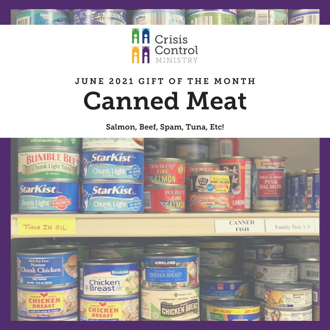 A new month means a new #GiftOfTheMonth! By donating canned meats to either of our food pantries during the month of June, you are helping us feed our neighbors all year long. #NeighborsHelpingNeighbors