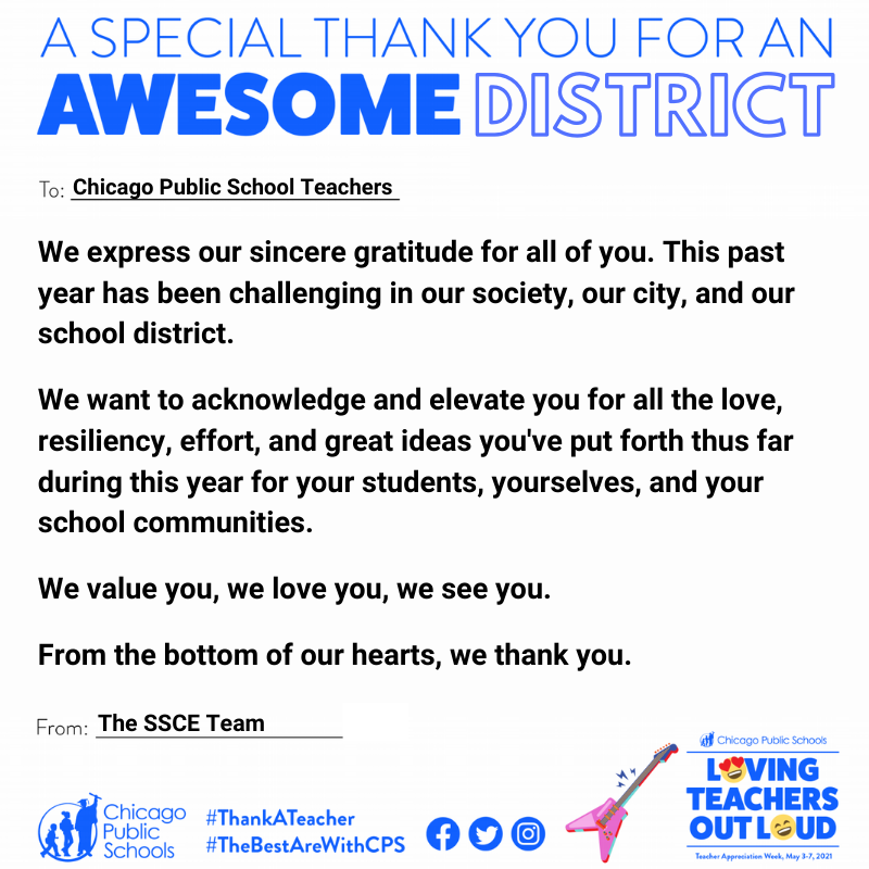 CPSCivicLife's tweet image. Teacher Appreciation is #MoreThanAWeek! Throughout June we will celebrate teachers by sharing shoutouts we've collected over the past month. Share a story about a #TransformativeTeacher that made an impact on you and why 👉 forms.gle/2q2y1wjvj28uR6…