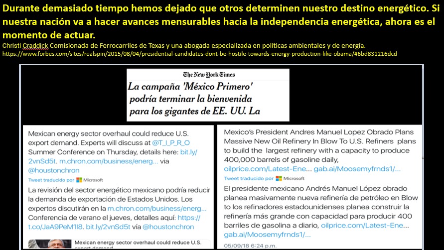 Los mexicanos también tenemos derecho parafraseando lo dicho por la comisionada de la #trrx a definir nuestro futuro, rescatando nuestra soberanía energética, fortaleciendo a Pemex para lograr la autosuficiencia, la seguridad e independencia energética.