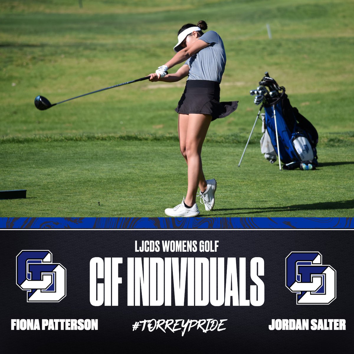 RobGrasso2's tweet photo. Good luck to Fiona Paterson and Jordan Salter who qualified for the CIF women’s golf individual championships are are playing today. #GoTorreys #TorreyPride #LJCDSWomensGolf https://t.co/0M5kdwtZsD