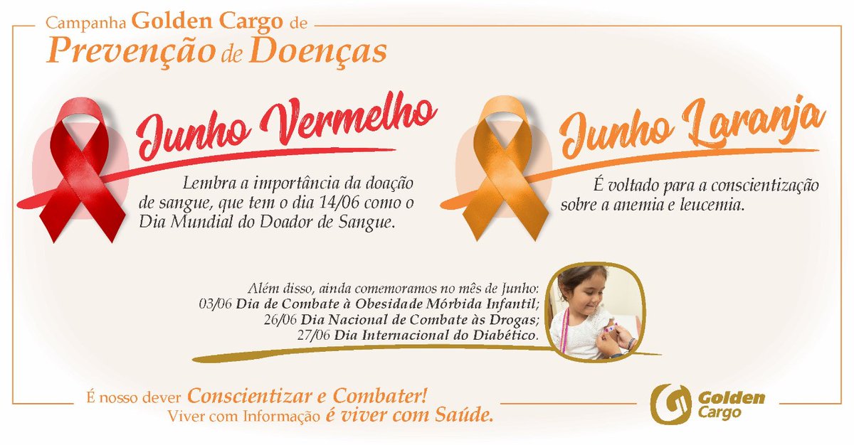 goldencargo's tweet photo. Neste mês, é celebrado o Junho Vermelho, trata-se da importância da doação de sangue. O intuito da campanha é promover e educar as pessoas, por meio de informações.
#GoldenCargo #prevenção #conscientização #junhovermelho2021 https://t.co/GWm6fOGh2Y