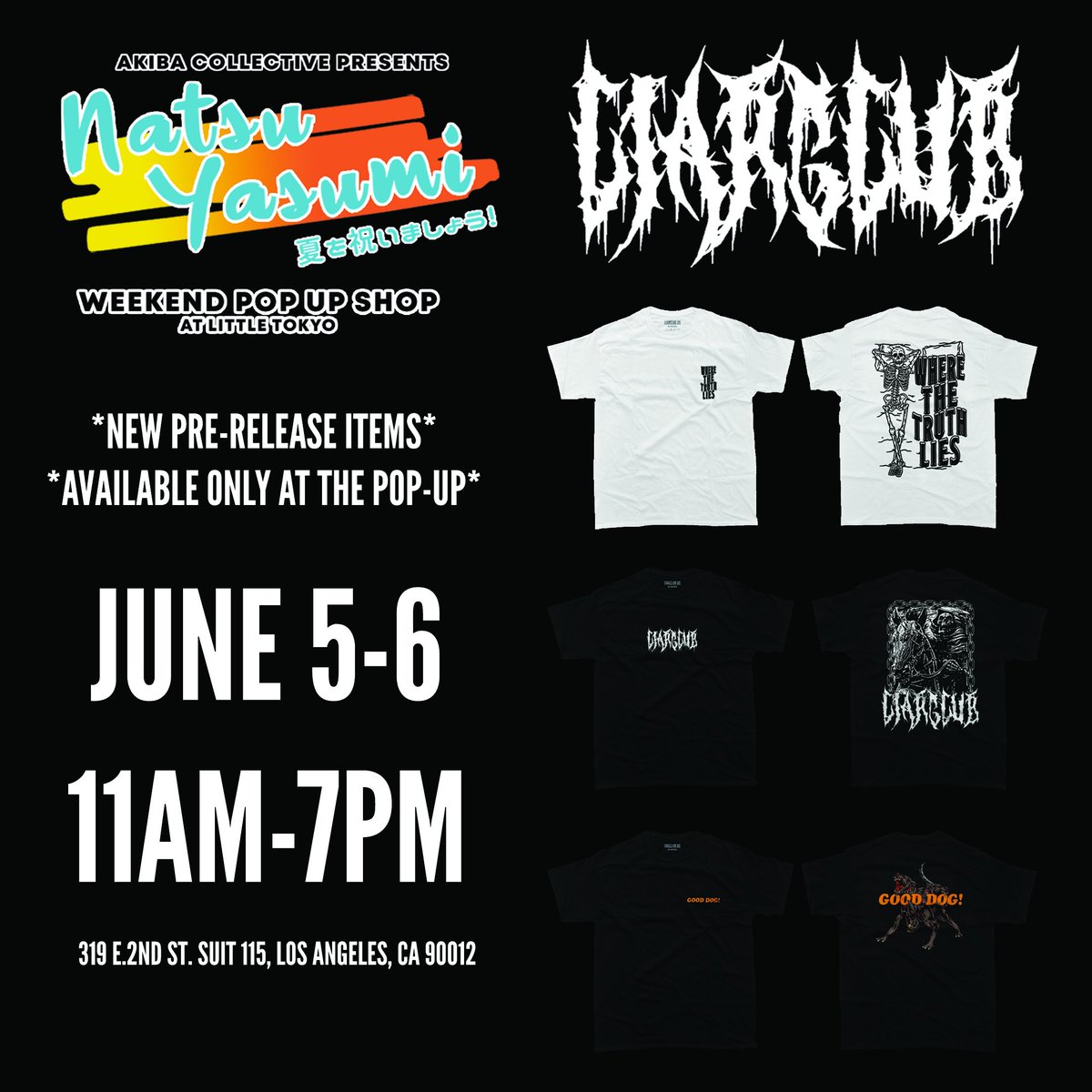 We are excited to announce our first pop up shop with friends! We will be releasing all of our new designs exclusively at this event. New items will be available on the website at a later date. See y'all in Little Tokyo this weekend!