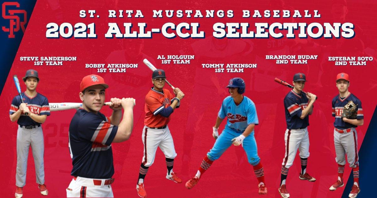 Congratulations to seniors Bobby Atkinson, Steve Sanderson, Al Holguin and sophomore Tommy Atkinson for their selections as 1st-team All-CCLBlue and seniors Brandon Buday and Stevie Soto 2nd-team All-CCLBlue. #SRBaseball