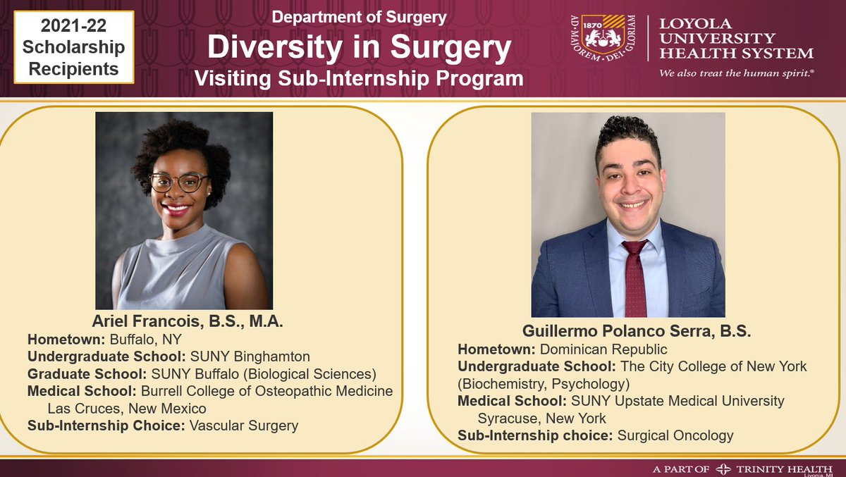 Bernadette Aulivola (@baulivolamd) on Twitter photo Thanks to all who applied and Congratulations to our 2021-22 <a href="/LoyolaSurgery/">Loyola Surgery</a> Diversity in Surgery Sub-internship scholarship recipients! We look forward to meeting you! #DEI #diversityinsurgery @arielfransaurus <a href="/pppatelmd/">Purvi P. Patel MD, FACS</a> <a href="/jnlau67/">James Lau</a> <a href="/EmanuelEguia/">Emanuel Eguia</a> <a href="/manstadt/">Michael Anstadt</a> <a href="/theKEVstand/">Kevin E. Galicia, MD</a> Thanks to all who applied and Congratulations to our 2021-22 <a href="/LoyolaSurgery/">Loyola Surgery</a> Diversity in Surgery Sub-internship scholarship recipients! We look forward to meeting you! #DEI #diversityinsurgery @arielfransaurus <a href="/pppatelmd/">Purvi P. Patel MD, FACS</a> <a href="/jnlau67/">James Lau</a> <a href="/EmanuelEguia/">Emanuel Eguia</a> <a href="/manstadt/">Michael Anstadt</a> <a href="/theKEVstand/">Kevin E. Galicia, MD</a>
