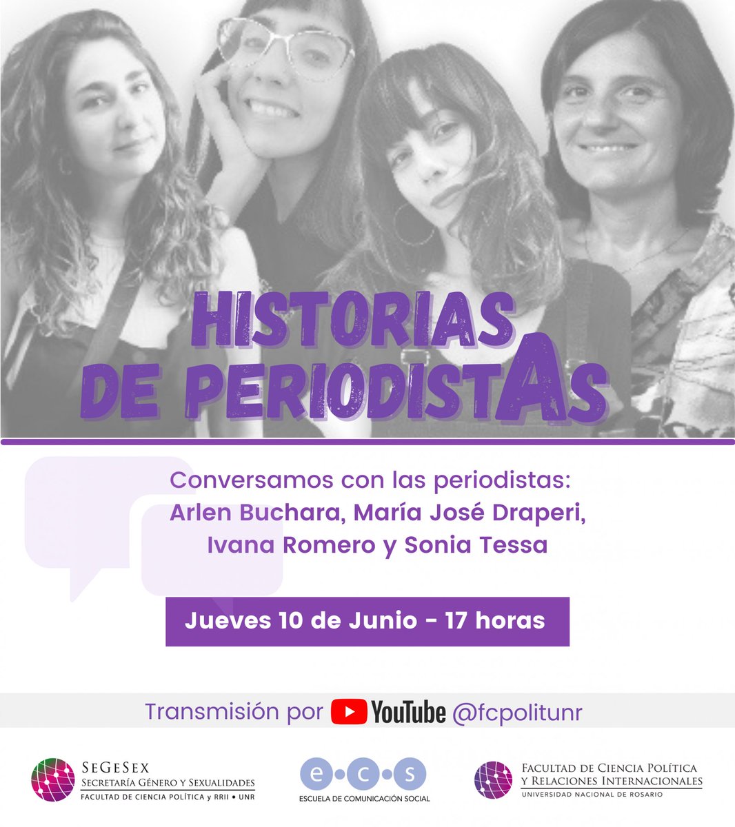 FCPolitUNR's tweet photo. Se acerca el 07 de junio y ya tenemos evento del Día de las y los Periodistas 🥳🤩

La Escuela de Comunicación Social y la Secretaría de Género presentan 🥁🥁

Agendate la transmisión 👉 https://t.co/4TYyppyZjP 👈 https://t.co/OU6f2HQizg