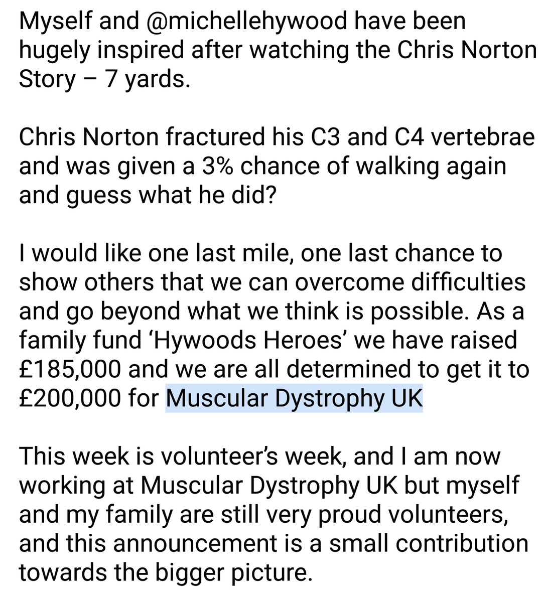 MusclesMartin's tweet photo. Everyone is always asking so here it is in pictures and words...
The biggest challenge of my life!
To defy the experts and walk once more.
#MusclesMatter
#MoveAMileforMuscles
#VolunteersWeek
https://t.co/WhOfvPhOKQ https://t.co/v4Likxy8Zn