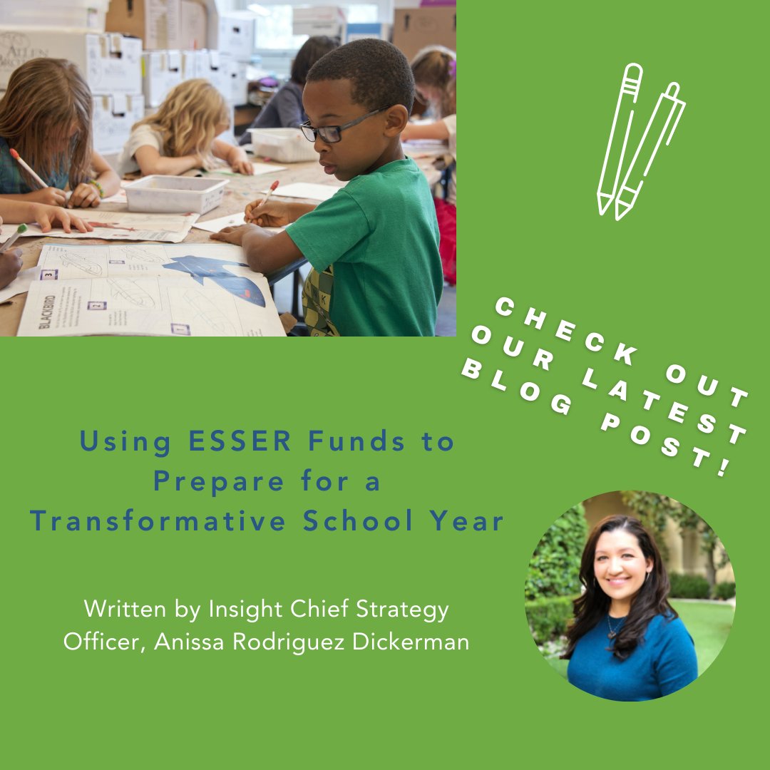 Check out our latest blog post (hubs.li/H0PntCq0), written by Insight's Chief Strategy Officer, Anissa Rodriguez Dickerman. Anissa provides data-backed suggestions to support your school using ESSER funds. #schoolleaders #districtleadership #edequity #esserfunds