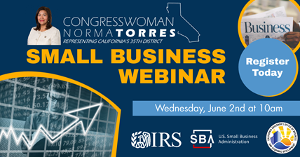 Congresswoman Norma Torres - Small Business Webinar conta.cc/3p9uIrL