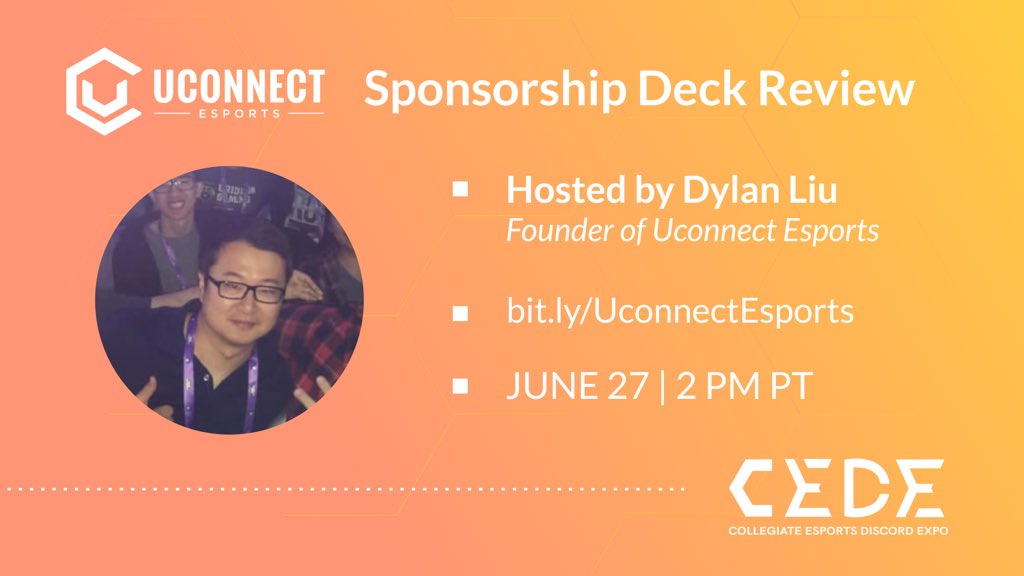 UniGameNetwork's tweet image. Interested in leveling up your sponsorship decks? Look no further! Join us on June 27 at 2PM PT with @DylanSLiu as he reviews sponsorship decks in the @UconnectEsports server 👀

📅 JUNE 27
🕒 2PM PT / 5PM ET
🔗bit.ly/UconnectEsports