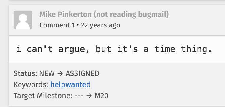 if you ever feel bad about putting off UI enhancements in your app: Firefox 89 is out today, with native context menus!

using native context menus was first requested… 22 YEARS ago

(this comment on the bug is just… perfect)