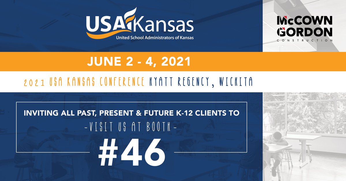 McCownGordon's tweet photo. McCownGordon is looking forward to seeing you at the 2021 USA Kansas Conference starting tomorrow! Make sure to stop by and see us at booth #46. #K12

https://t.co/utn9BWj3t5 https://t.co/MHZETlbJIj