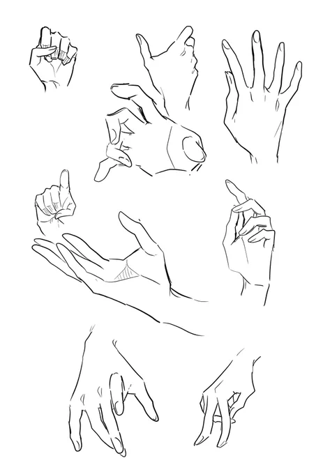 手癖で描いた手 
