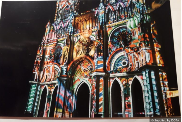 The Sound and Light Show at Sainte-Croix Cathedral in Orléans during the Joan of Arc Festival.