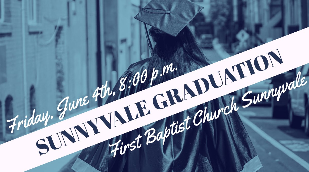 Sunnyvale_HS's tweet photo. LOCATION CHANGE:  SHS Graduation will now be held at First Baptist Church Sunnyvale, Friday, June 4th, 8:00 p.m.
—10 tickets per student https://t.co/rKYHDghfPo