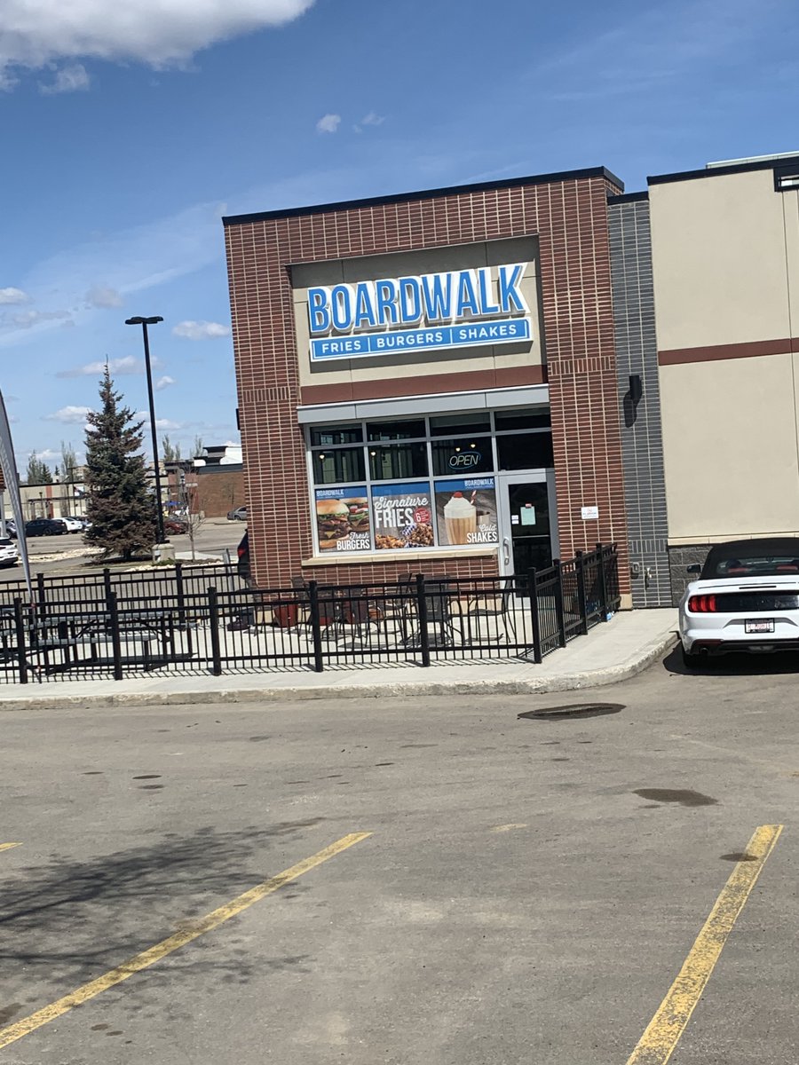 boardwalkcanada's tweet photo. All Boardwalk Fries Burgers Shakes locations across Alberta are NOW open for patio sit-down. Please follow all @AHS_media restrictions. 

#burgers #milkshake #fries #foodie #canada #restaurant #franchiseopportunities #socialdistancing https://t.co/G9LH8c2B3E