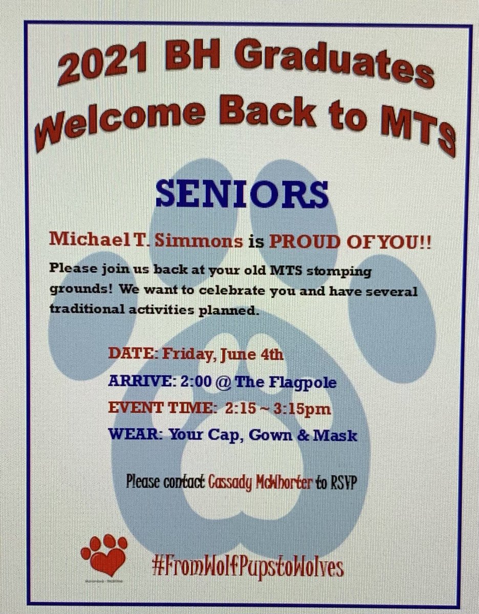 themeparkannie's tweet photo. @bhhsclassof2021 don’t forget to visit your old elementary stomping grounds THIS FRIDAY!! ❤️💙 @BHHS_Principal @PrincipalMTSE https://t.co/q0ZKmQOFkK